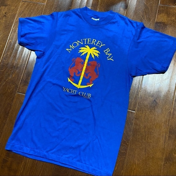 Vintage Single Stitch Monteray Bay Blue T-Shirt 1986 Size Medium - Picture 1 of 8